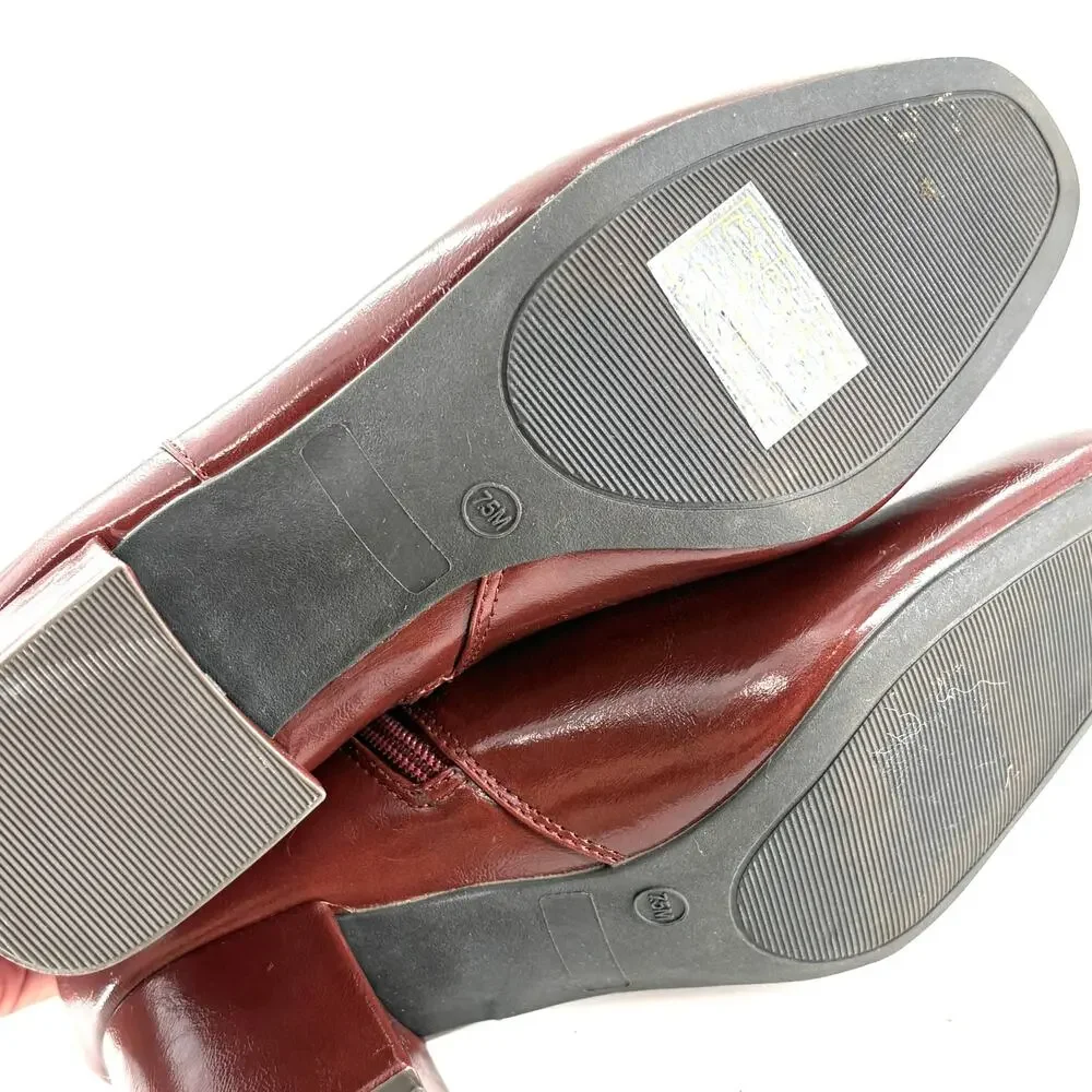 Journee Collection Adria Booties 7.5 Red Brown Boot NWOT Vegan Leather Square